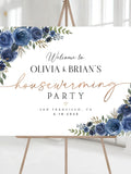 Housewarming Welcome Sign, Housewarming Party Sign, Housewarming Party Decor, Housewarming Invitation, Housewarming decorations, Navy Blue house warming flower
