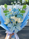 Crochet Blue Lily flowers Bouquet,Handmade Bouquet,Wedding,Anniversary,Graduation,Congratulation gift for girlfriend,Mom,Grandma,Wife,Dad Bouquet