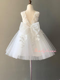 Ivory flower girl dress sheer back wedding dress bridesmaid dress kid dress No. 12 wedding flower