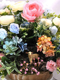 Sympathy Gift: Lamb Votive Candle with Blue & Pink Florals sympathy flower