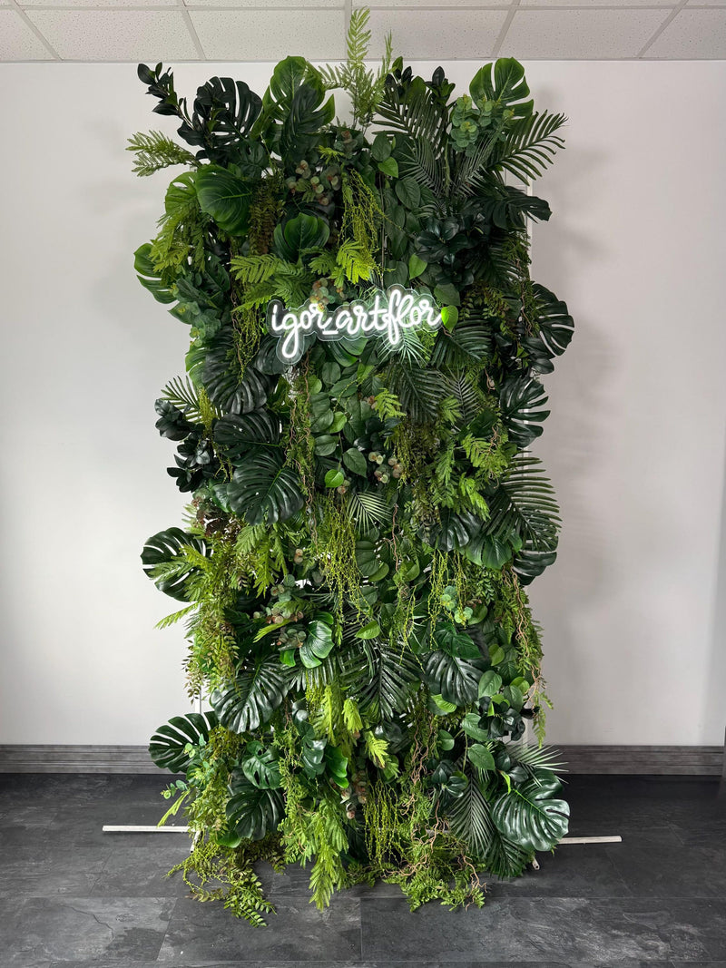 Faux tropical greenery wall, silk greenery backdrop, artificial greenery wall, plant wall decor, photo backdrop, real touch greenery panel faux plants