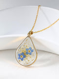 Forget Me Not Memorial Necklace, Handmade Real Pressed Flowers in Resin, Teardrop Remembrance Jewelry, Sympathy Gift for Loss of Loved One sympathy flower