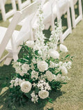 Wedding Aisle Flower,Ground Flowers,White Rose Flower Row,Wedding Flower Centerpiece,Wedding Flower Garland,Floor Floral Eucalyptus wedding flower