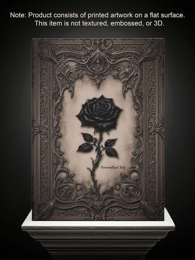 Gothic Black Rose Journal Ð Ornate Antique Notebook with Optional Personalized Text Love Romance Flower