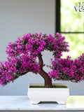Lifelike Artificial Bonsai Tree in Pot | Faux Plant for Desk, Table, or Shelf Decor | Small or Large Zen Greenery faux plants