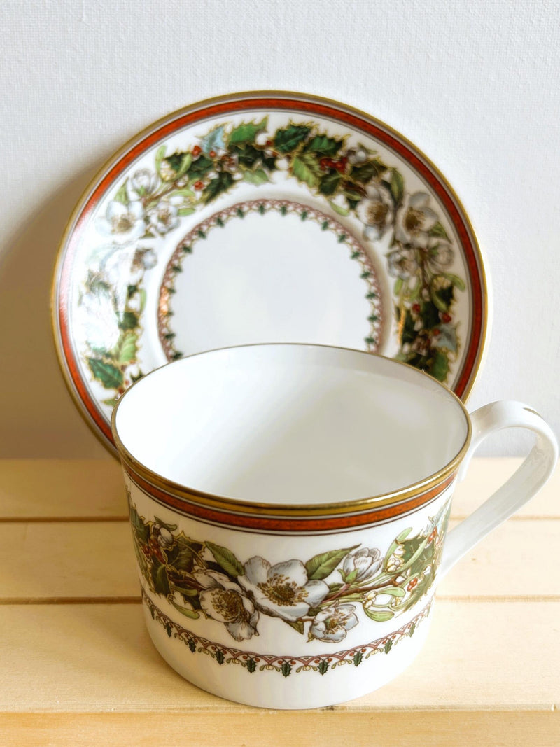 Spode Christmas Rose Vintage Teacup and Saucer Set, Made in England flower spore