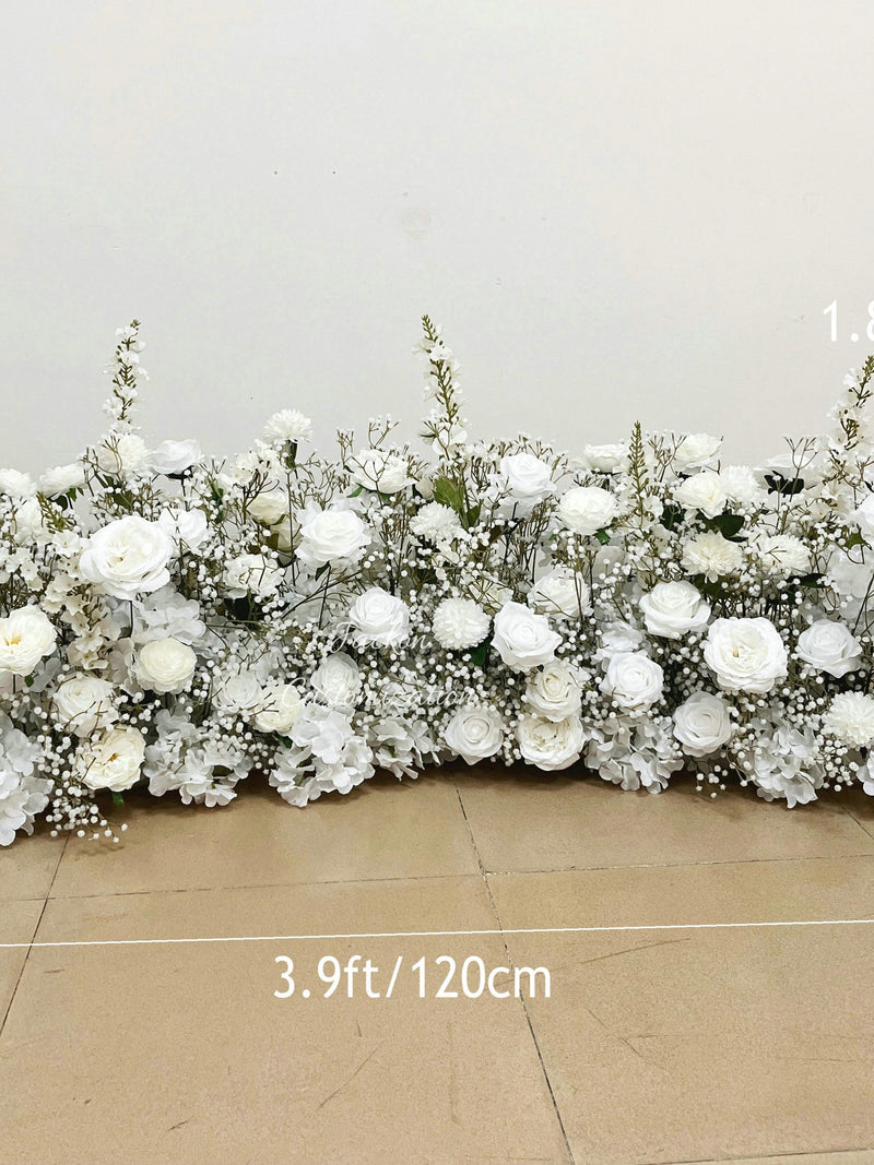 All White Floor Runner,Artificial Floral Arrangement,Wedding Decor wedding flower