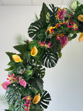 Tropical greenery garland, silk arbor decor, wedding arch flower, faux plant arrangement, hawaiian wedding, artificial greenery backdrop faux plants