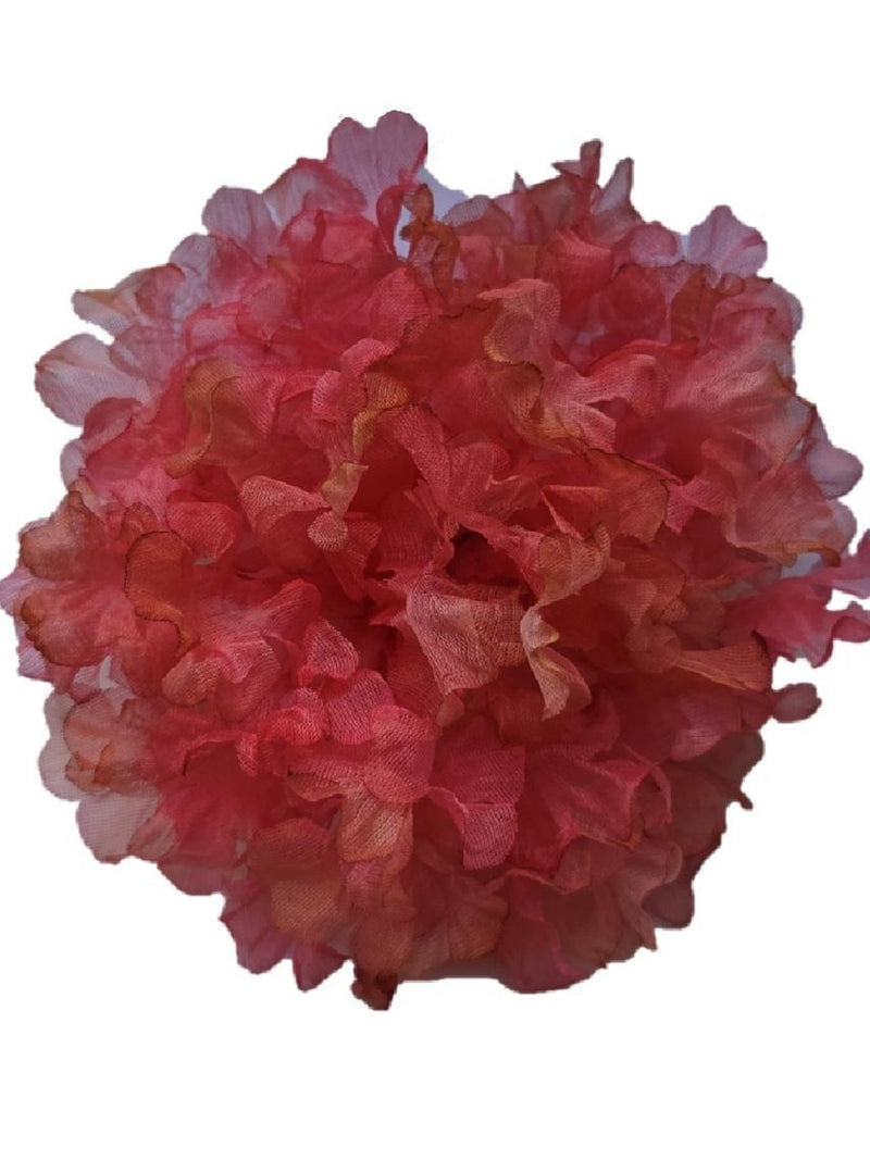 M&S Schmalberg 5" Hydrangea Hand Dyed Coral Pink Silk Flower Brooch Pin - Made in USA silk flower