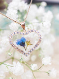 Miscarriage keepsake gift necklace with Forget me not & Baby's breath flowers. Baby loss sympathy. Pregnancy miscarry jewelry gift for mom sympathy flower