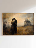 Romantic Couple Sunset Print, Vintage Countryside Scene (Digital Download) Love Romance Flower