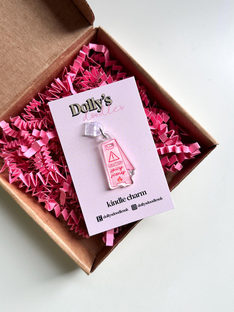 Spicy Scenes Kindle Charm | Romance Spicy Books Girlie Smut Book Lover Romantasy Reading Pink Red Booktok Bookish Bookworm Cute Gift Love Romance Flower