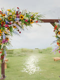 Vibrant Wildflower Wedding Ceremony Floral Arrangement Ð Colorful Outdoor Backdrop Flowers wedding flower