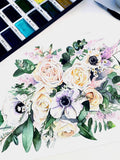 Custom Wedding Bouquet Watercolour Painting Commission - Paper Anniversary Gift - Personalised Handmade Wedding Gift wedding flower