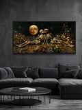 Eternal Love Gothic Wall Art, Skeletons in Flowers Eternal Slumber Painting Canvas PRINT, Romantic Halloween Wall Art Framed Ready To Hang Love Romance Flower