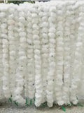 White Marigold Flower Garland, Indian Wedding Diwali Decor, 5 ft (10 PCS) house warming flower