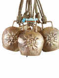 5 Garden Outdoor Porch Decor Rustic Bells, Edelweiss Flower Embossed Bells for Apartment Decor House Warming Gifts house warming flower