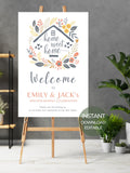 Editable Housewarming Welcome Sign: Floral Home Sweet Home Party Poster (36x24" Digital Download) house warming flower