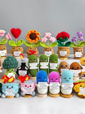 Positive Crochet Flowers,Fruits and Vegetables,Thank You for Helping Me Grow Gift, Knitted Potted Plant,Coworker Gift,Mother's Day gift ANNIVERSARY