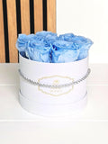 7 Eternal Baby Blue Premium Roses in White Box, Handmade Gift, Room Decor, Shelf Decor, Baby Shower Gift, Modern Gifts, Rose Blue FLOWER DELIVERY
