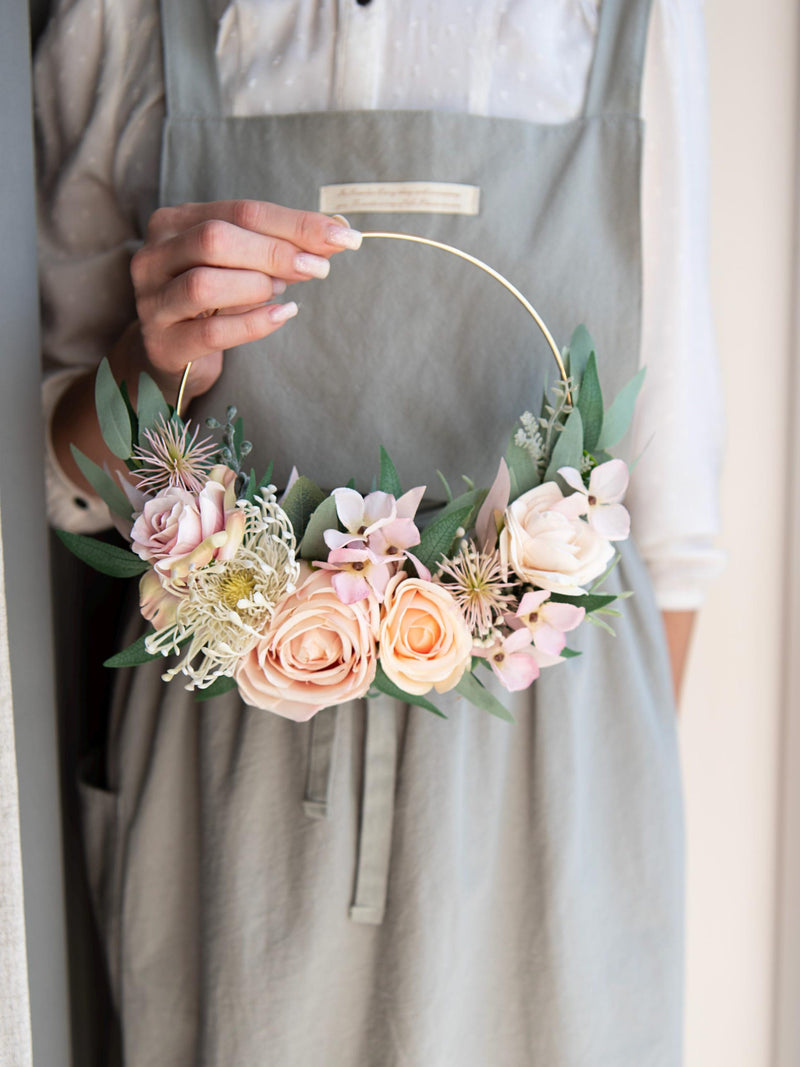 Blush Pink Flower Hoop Bouquet: Artificial Rose Wedding Ring Bouquet
