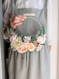 Blush Pink Flower Hoop Bouquet: Artificial Rose Wedding Ring Bouquet