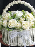 White Rose Soap Flowers Bouquet Lace Basket Romantic Home Decor Flower Arrangement Anniversary Idea ANNIVERSARY
