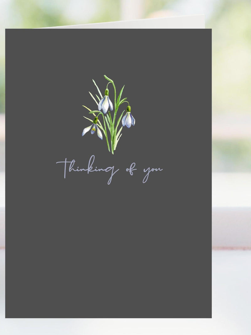 Thinking of You Sympathy Card, Hand-Painted Snowdrops, Bereavement Card sympathy flower