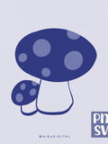Hand Drawn Whimsical Blue Mushroom, PNG SVG Handdrawn Lineart, Icon Doodle, Harvest Season, Clipart, Fall Outline, Quirky Autumn Decoration flower spore