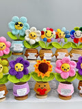 Handmade Crochet sunflower Flowers with Hugging Heart,Emotional Support Potted Plant,Supportive Gift Au Flower Mother's Day gift FLOWER DELIVERY