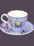 Antique Spode Demitasse Cup & Saucer Set: George III Art Nouveau Marlborough Blue flower spore