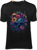 Skull Centerpiece - Bioluminescent Mushrooms & Spring Flowers Fantasy Art flower spore