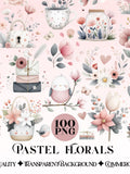 Pastel Floral Clipart Bundle | Cute Spring Flowers PNG | Soft Watercolor Florals | Cottagecore Illustration | Coquette Aesthetic | 100 PNG Love Romance Flower