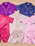 Personalized Kids Pajamas,Kids Personalised Satin PJ's,Silk Satin Name Pyjama,Slumber Party PJ's,Flower Girl Gifts,Junior Bridesmaid Robe silk flower