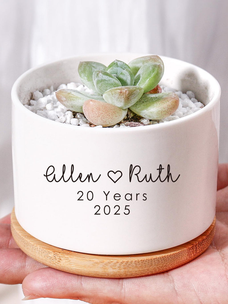 20th Anniversary Gift | Gift for Wife Live Plant Gift | Custom Succulent Planter Gift for Him | Personalized Anniversary Gift | Couple Pots ANNIVERSARY