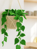 Crochet Hanging Plant, Fake Plant Decor, Boho Wall Greenery, Macrame Basket Gift faux plants