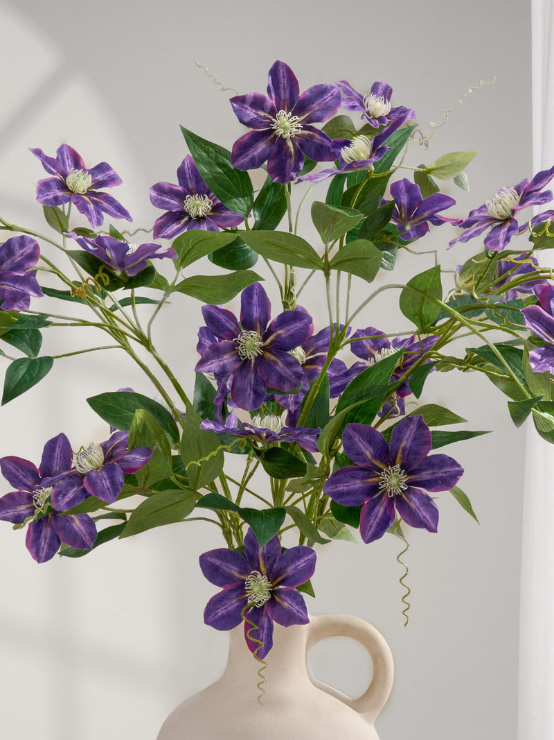 33" Faux Clematis Branch - Artificial Flower - Deep Purple silk flower