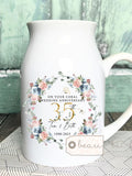 Personalised Coral Wedding Anniversary gift 35th 35 Ruby Silver Golden Diamond Ruby Anniversary gift Floral Ceramic Small Vase Jug Mug ANNIVERSARY