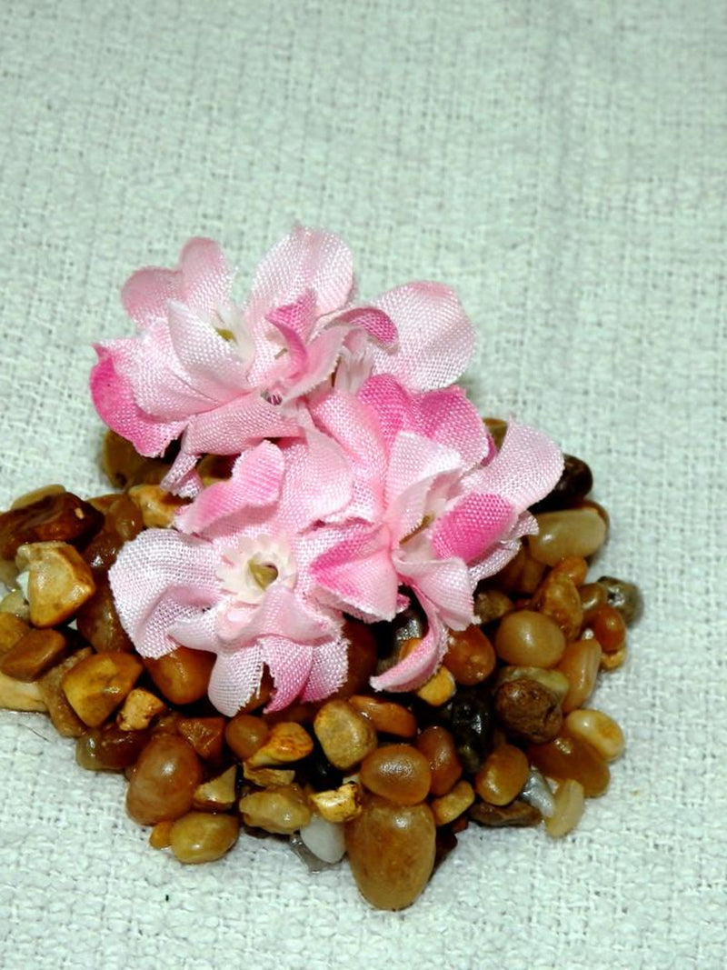 1" tall MINI Two-tone Pink Silk FLOWER Betta Bowl plant, Stone Base silk flower