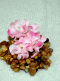 1" tall MINI Two-tone Pink Silk FLOWER Betta Bowl plant, Stone Base silk flower