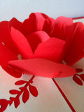 Red Rose - 3D - Pop up Card - Love - Anniversary - Birthday (sku036) Love Romance Flower