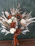 Rustic boho Wedding Bouquet,Artificial Terracotta Flowers ,Home Wedding Decor,bridal bridesmaids bouquets,Pampas grass bouquet Bouquet