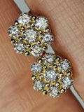 8mm 14k Gold Round Flower Stud Earrings - Sparkling CZ Men's Earring, Studs Screwback earrings, Men's jewelry, Flower Diamond Studs Earring ANNIVERSARY