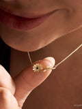 Dainty BirthFlower Necklace with Birthstone, Handmade Gold Jewellery, Birthday Gift for Her, Floral Jewellery, Everyday Necklace, Gift birthday flower