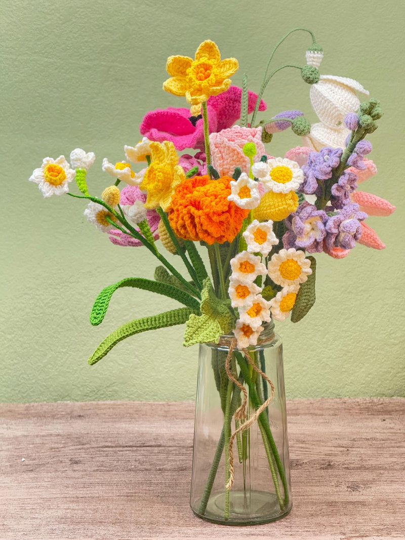 Crochet Birth Month Flowers, Handmade Birth Flower Bouquet, Exquisite Crochet Flowers, Mom/Friend Birthday Gifts, Personalized Gifts for her birthday flower