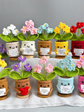 Handmade Crochet Forget me not Flowers with Hugging Heart,Emotional Support Potted Plant,Supportive Gift Au Flower,Mother's Day gift ANNIVERSARY