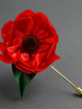 Handmade Red Poppy Pin: Silk Satin Lapel Flower Brooch silk flower