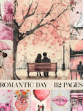Romantic Day Junk Journal Pages, Digital Paper, Junk Journal Kit, Scrapbook, Memories, Couple, Love, Printable Images, Pink, Digital Journal Love Romance Flower