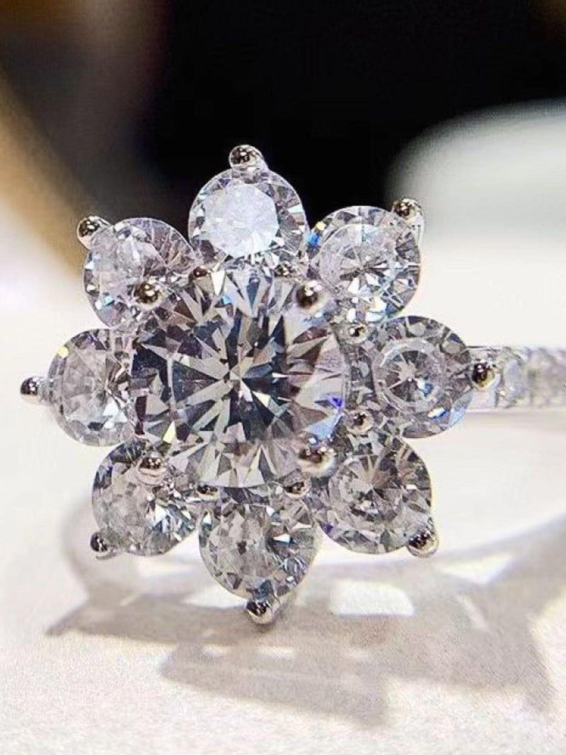 2CT Round Flower Moissanite Engagement Ring, Accents Bridal Anniversary Gift Ring, 14k Solid Gold Ring, Wedding Ring, Proposal Ring. ANNIVERSARY