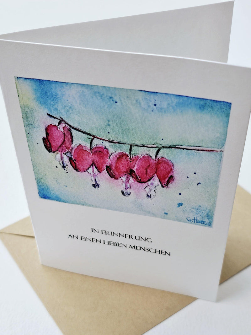 Mourning card - bleeding heart watercolor condolences card - Bleeding heart condolences Card with envelope watercolor sympathy flower
